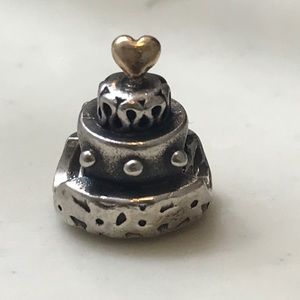 ❗️RETIRED❗️ Pandora Silver/Gold Wedding Cake Charm